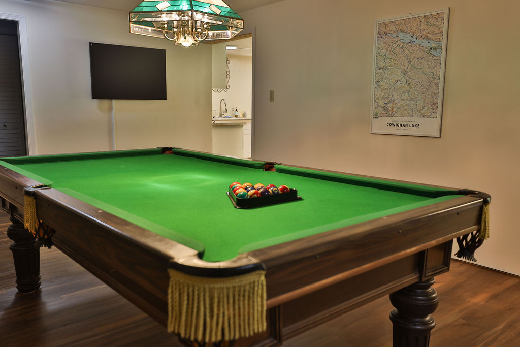 Games room with full-size pool table